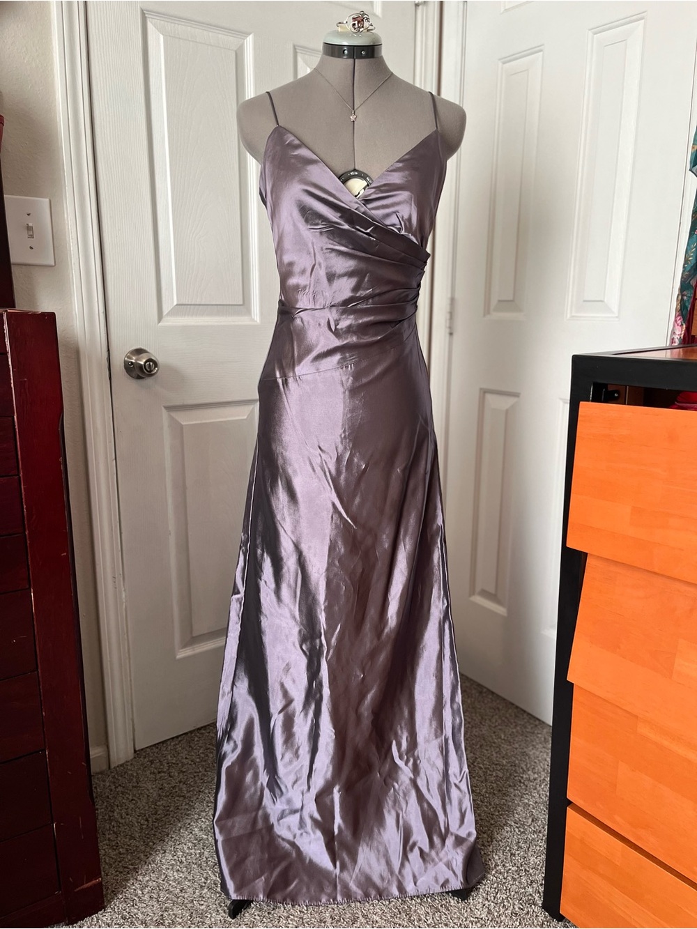 1990s Laundry by Shelli Segal Vintage Formal Gown, Dusty Purple, Size 2